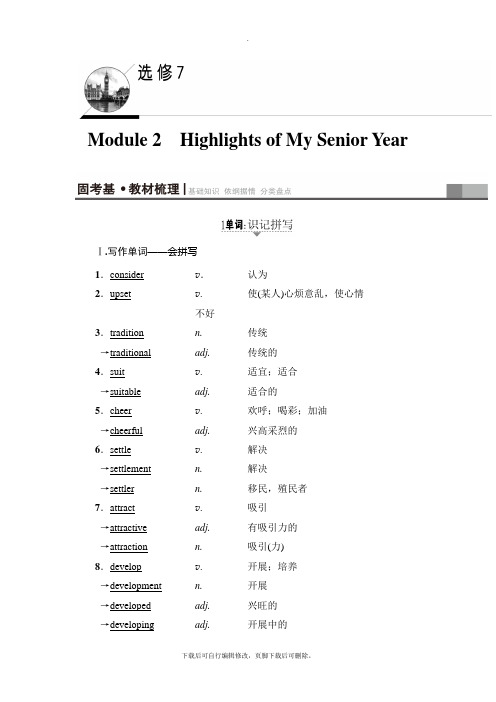 2021高考外研版英语一轮复习讲义：第1部分 必修7 Module 2 Highlights of 