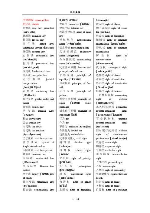 法学考研必备——法律英语单词汇总(附音标)