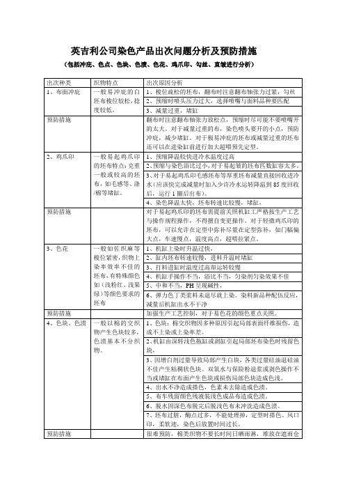 针对公司染色加工产品机缸经常产生的出次问题分析1