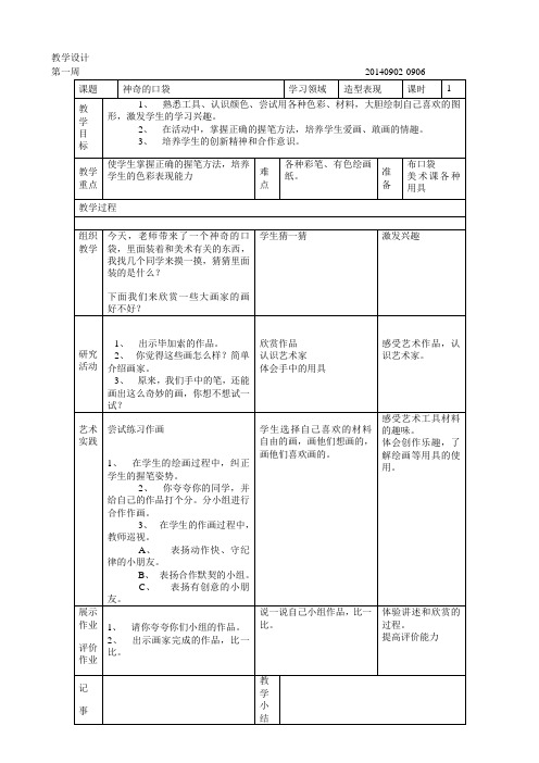 (一年级上)美术教案山东教育出版社第1册教案报告