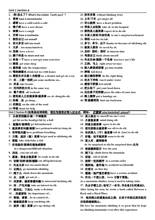 人教版英语八下U1 词组总结