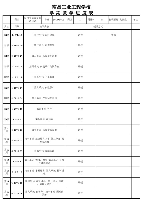 轨道交通客运英语口语