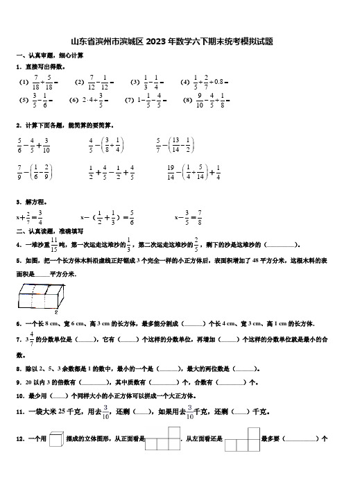 山东省滨州市滨城区2023年数学六下期末统考模拟试题含解析