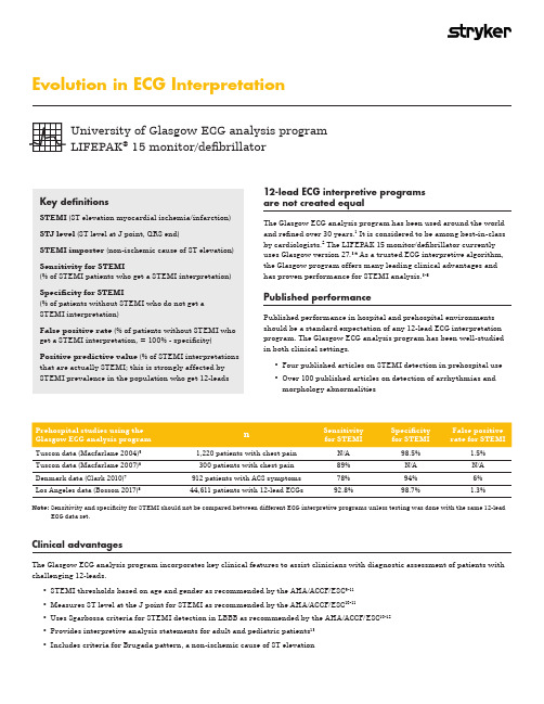 Glasgow ECG 分析程序及 LIFEPAK 15 监测器 抑制器产品说明书
