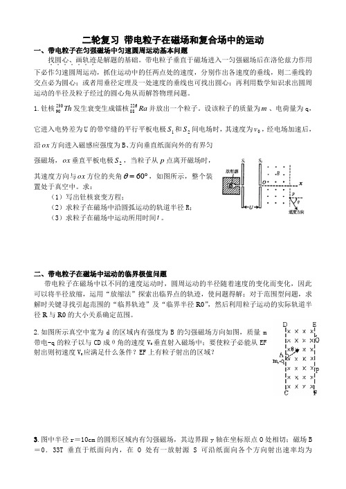 2010年高考物理专题复习精品带电粒子在场中的运动