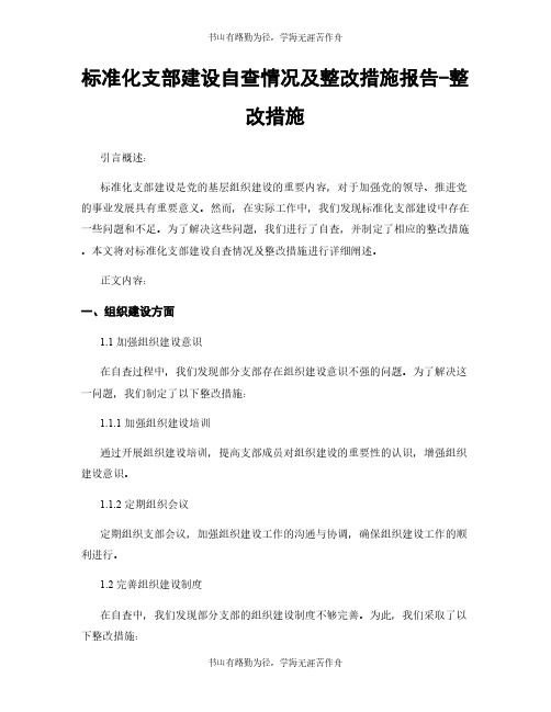 标准化支部建设自查情况及整改措施报告-整改措施