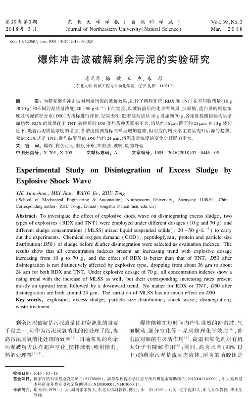 爆炸冲击波破解剩余污泥的实验研究