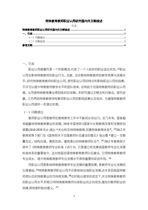 《特殊教育教师职业认同研究国内外文献综述5300字》