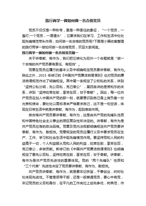 践行两学一做如何做一名合格党员