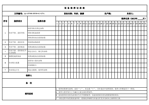 6.3-27  车床、修磨保养记录