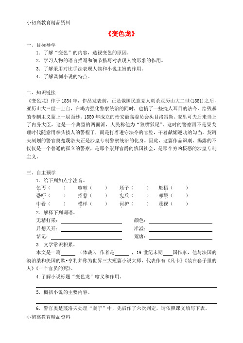 【拔高教育】K12九年级语文下册 第二单元 6《变色龙》导学案 新人教版