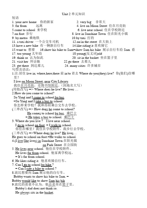 (完整版)译林出版社五年级英语下册第二单元知识点,推荐文档