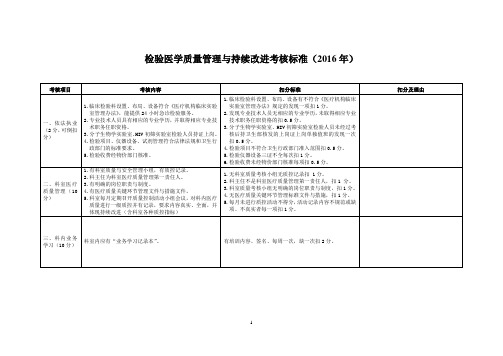 检验医学质量考核标准2016.3