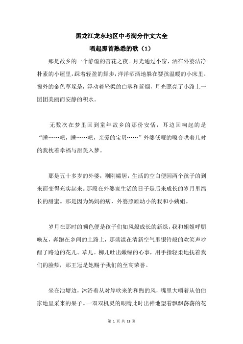 黑龙江龙东地区中考满分作文大全