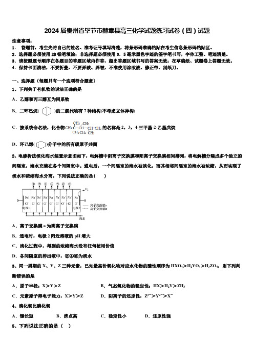 2024届贵州省毕节市赫章县高三化学试题练习试卷(四)试题含解析