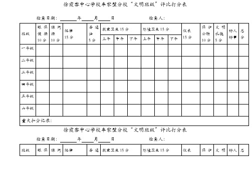 文明班级评比打分表