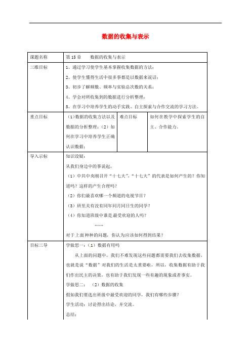 重庆市沙坪坝区虎溪镇八年级数学上册 第15章 数据的收