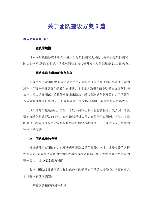 关于团队建设方案5篇