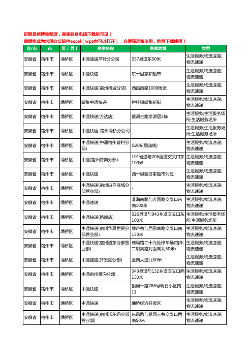 2020新版安徽省宿州市中通快递工商企业公司商家名录名单黄页联系方式电话大全115家