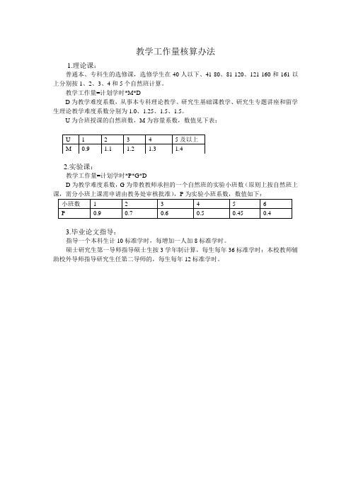 教学工作量核算办法