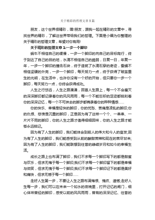 关于精彩的哲理文章5篇