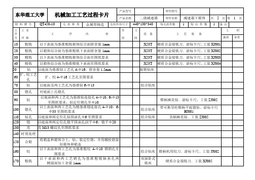 减速器箱体工艺卡片