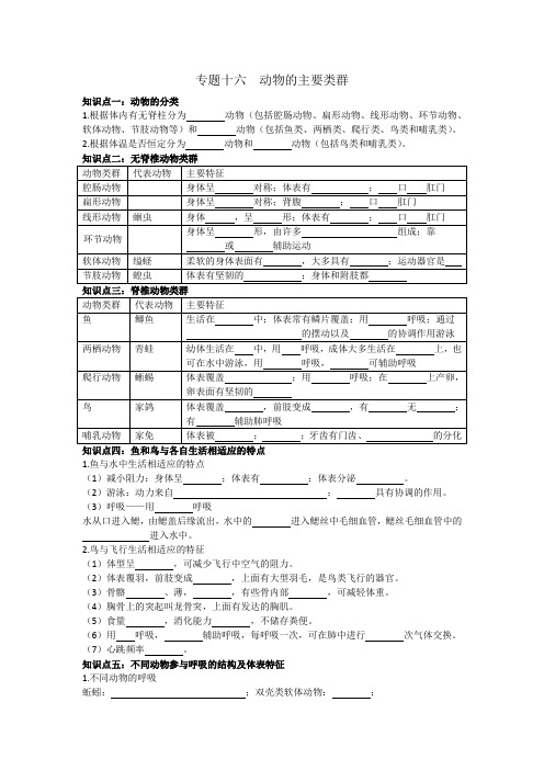 专题十六 动物的主要类群