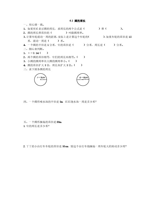 冀教版小学数学六年级上册课时练习含答案   4.1 圆的周长 (2)