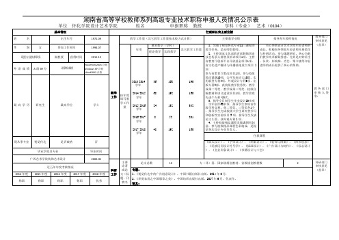 湖南省高等学校教师系列高级专业技术职称申报人员情况公示表.doc