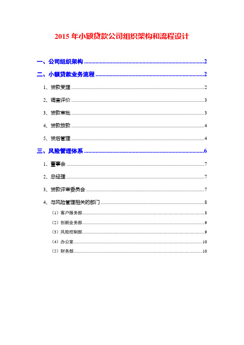 2015年小额贷款公司组织架构和流程设计