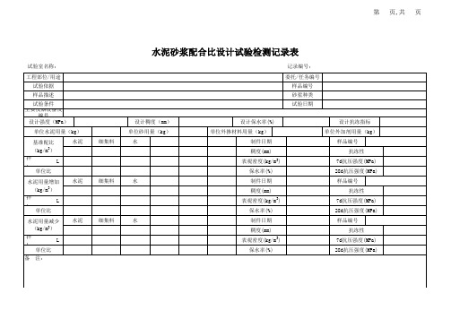 水泥混凝土配合比设计试验检测记录表