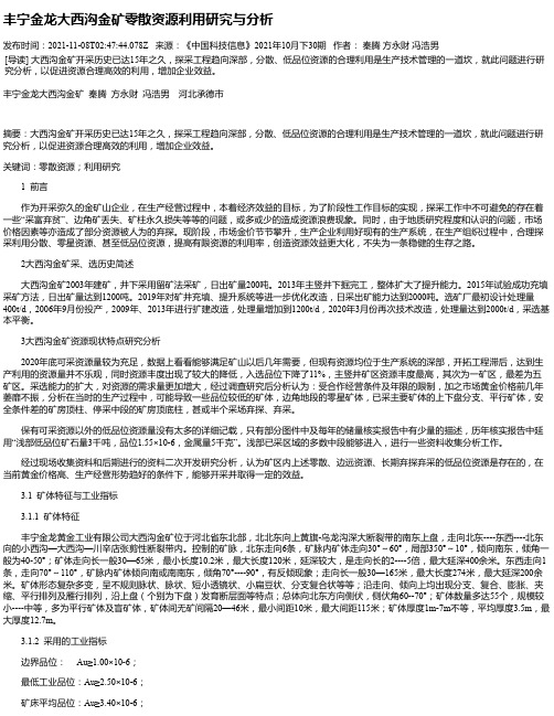 丰宁金龙大西沟金矿零散资源利用研究与分析