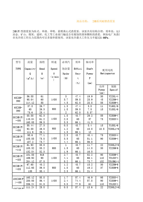 ZGB系列耐磨渣浆泵