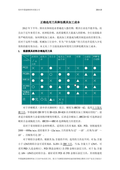 正确选用刀具降低模具加工成本