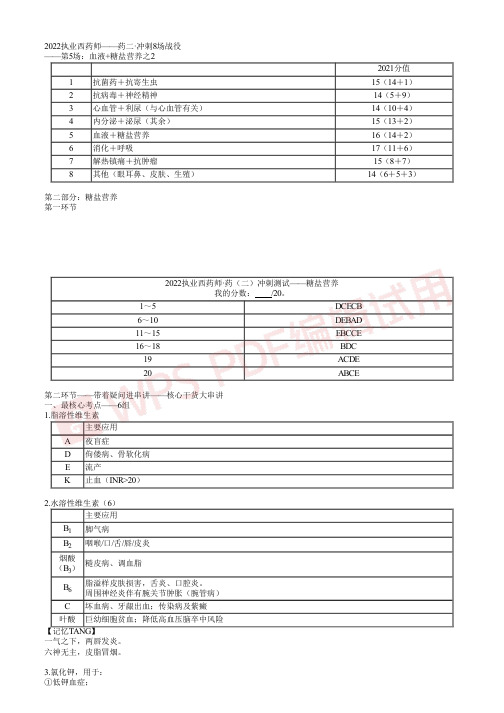 执业药师考试药学专业知识二之糖类、盐类、酸碱平衡调节药与营养药考点复习