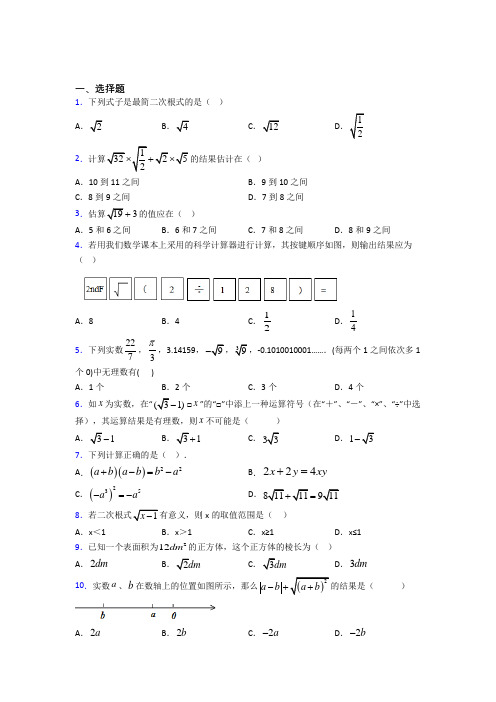 (压轴题)初中数学八年级数学上册第二单元《实数》检测(答案解析)(3)