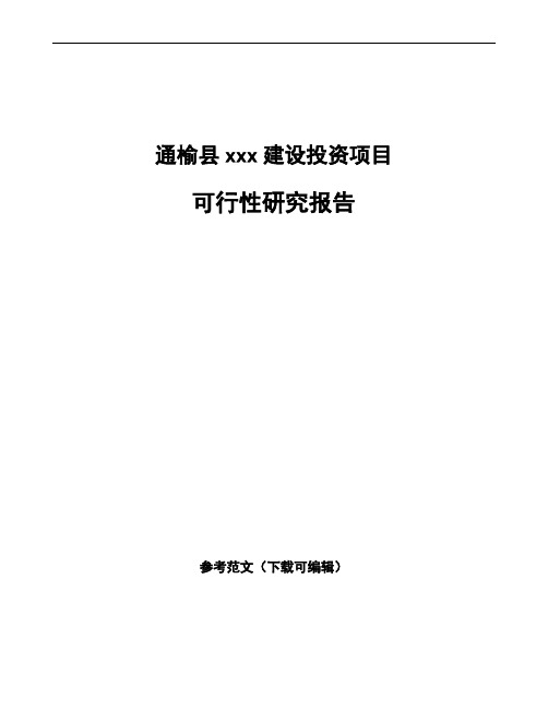 通榆县如何编写项目可行性研究报告(参考模板)