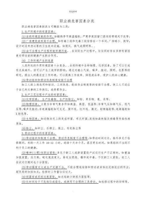 职业病危害因素分类及防护措施