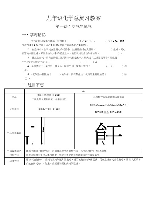 (完整word版)九年级化学总复习教案