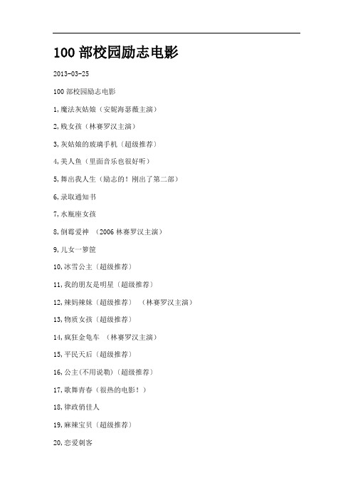 100部校园励志电影.