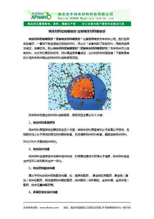 纳米材料定制哪家好 定制纳米材料哪家好