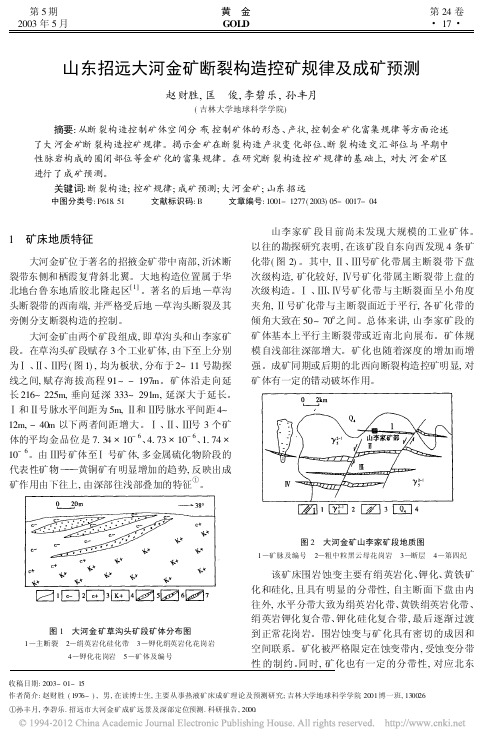 山东招远大河金矿断裂构造控矿规律及成矿预测(赵财胜,匡俊,李碧乐,孙丰月,《黄金》2003.5)