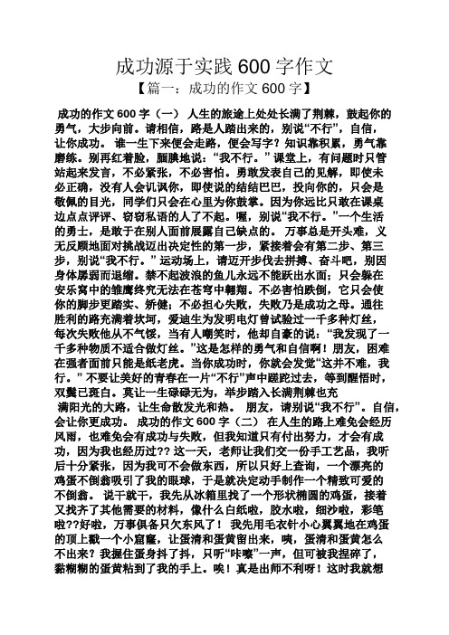 成功作文之成功源于实践600字作文