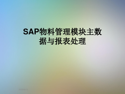 SAP物料管理模块主数据与报表处理