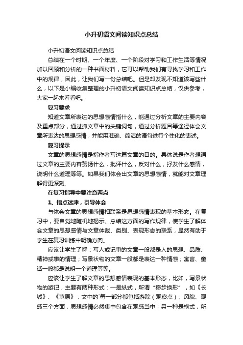 小升初语文阅读知识点总结