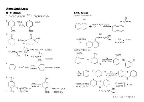 药物合成方程式+名词解释+反应机理 石皮 石...