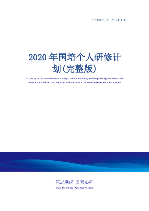 2020年国培个人研修计划(完整版)