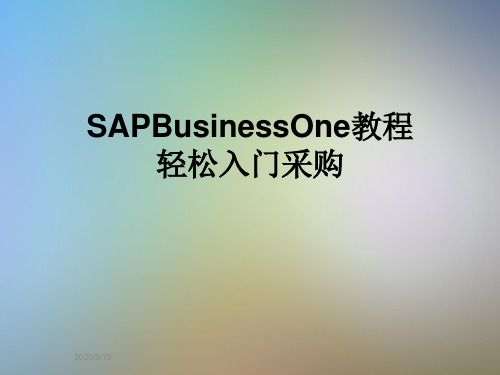 SAPBusinessOne教程轻松入门采购