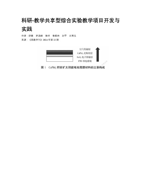 科研-教学共享型综合实验教学项目开发与实践