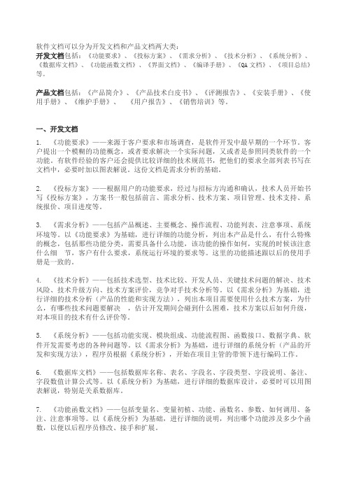 软件开发文档要求